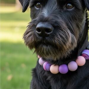 Handmade S Cute Purple & Pink Beaded Dog Collar, Size 11.5”